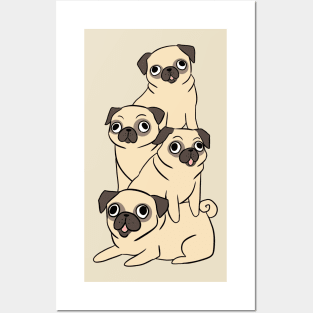 Cute pug pile Posters and Art